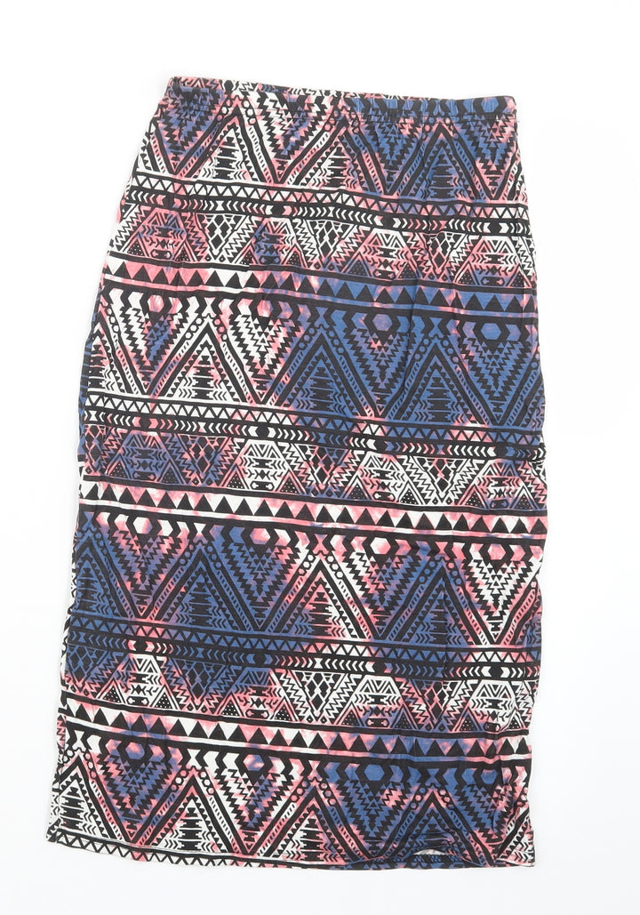 Preworn Womens Blue Geometric Straight & Pencil Skirt Size 23 in