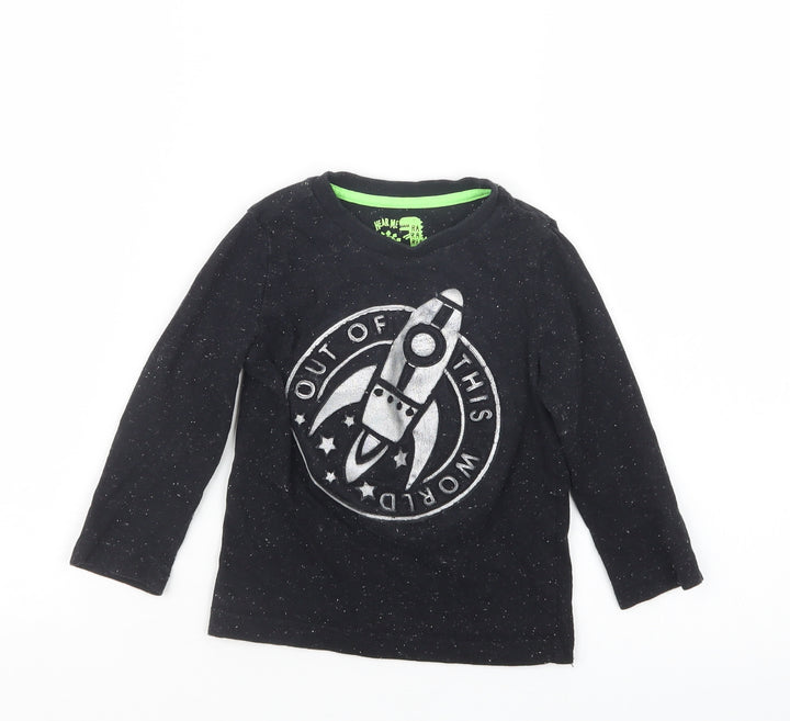 F&F Boys Black Geometric  Babydoll Pyjama Top Size 18-24 Months