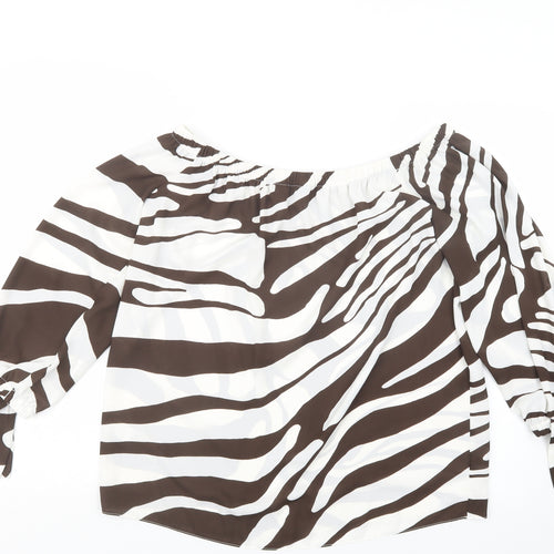 Dorothy Perkins Womens Brown Geometric  Basic Blouse Size 14