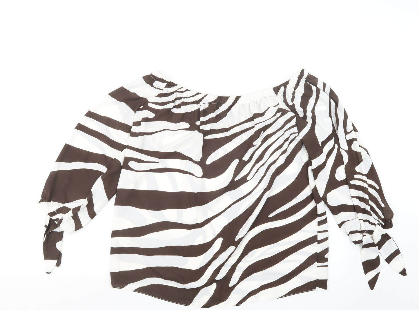 Dorothy Perkins Womens Brown Geometric  Basic Blouse Size 14