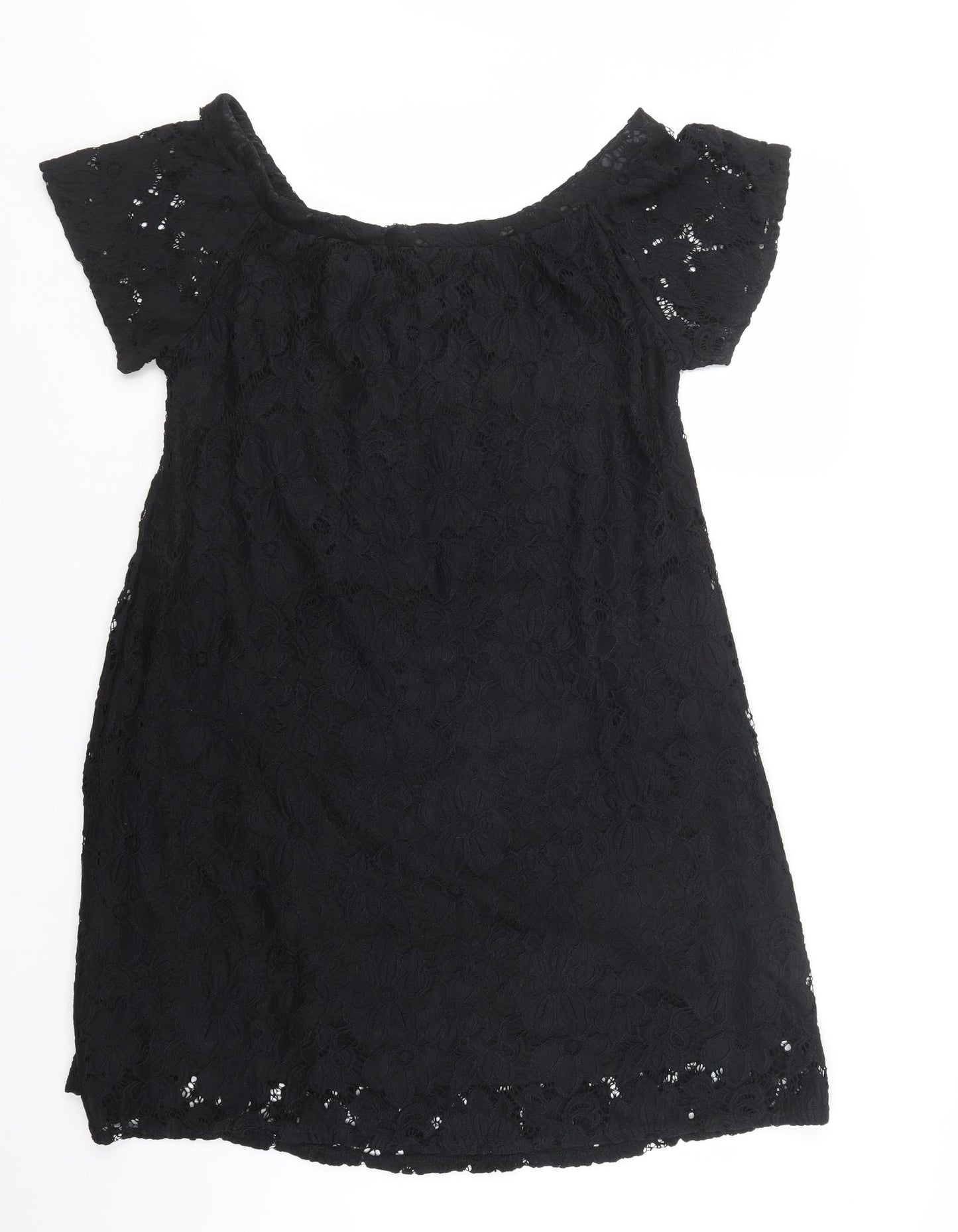 River Island Womens Black  Lace Shirt Dress  Size 14
