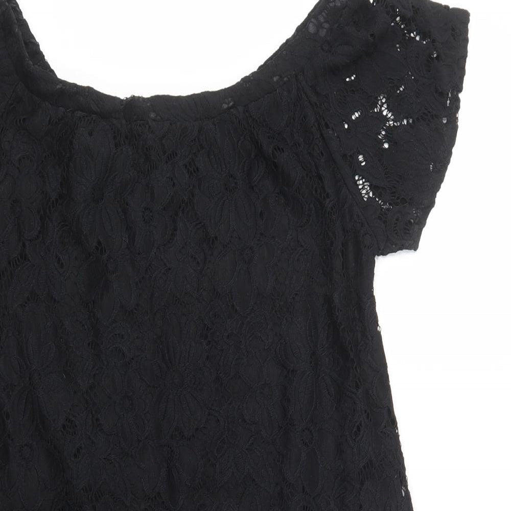 River Island Womens Black  Lace Shirt Dress  Size 14