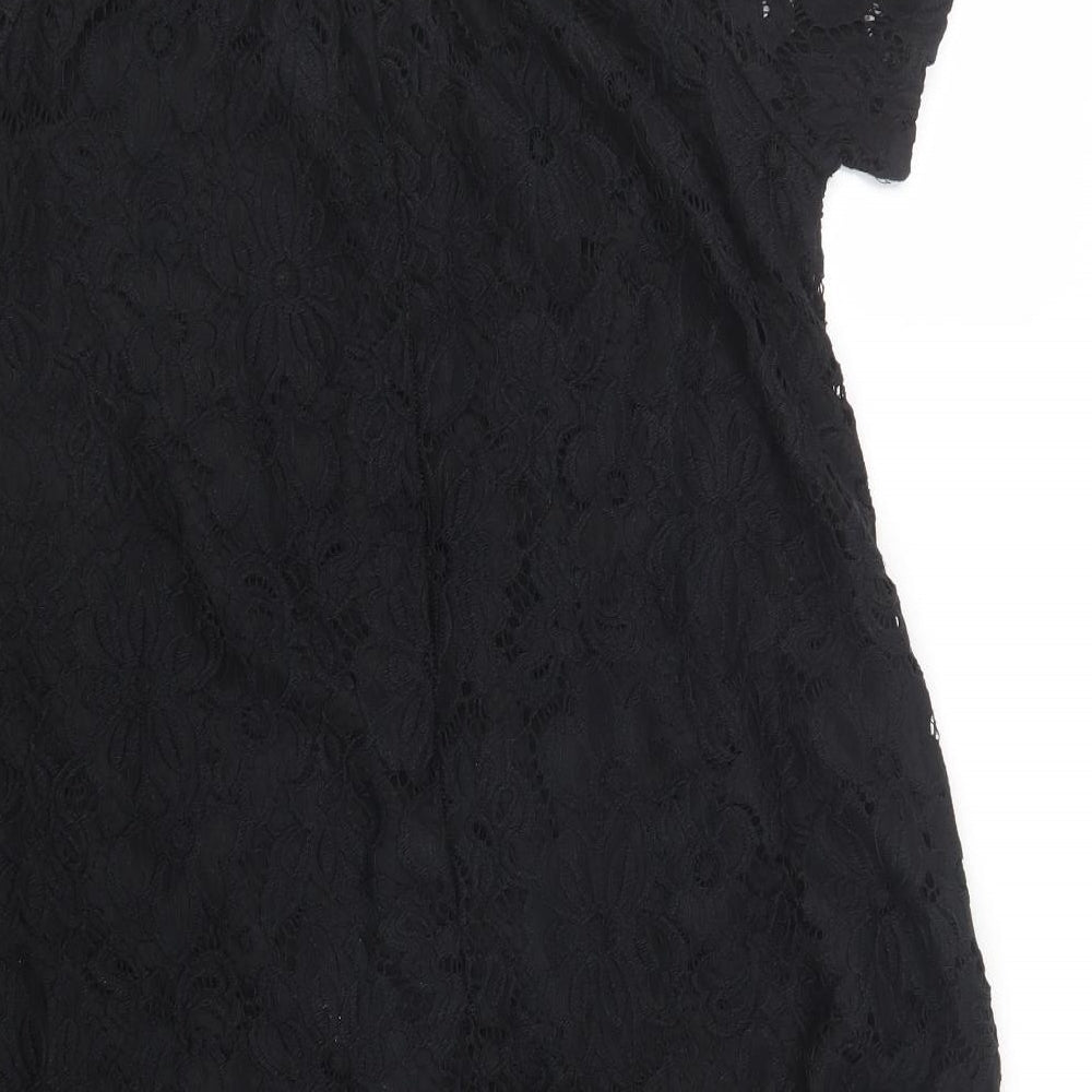 River Island Womens Black  Lace Shirt Dress  Size 14