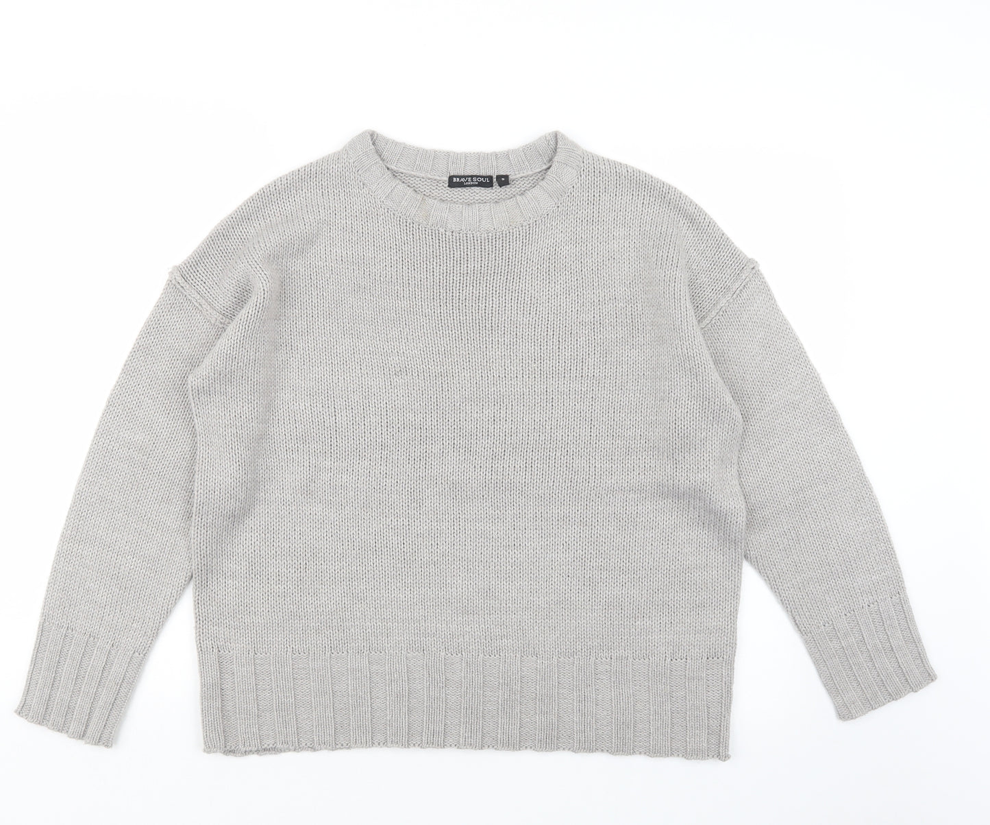 Brave Soul Womens Grey  Knit Pullover Jumper Size S