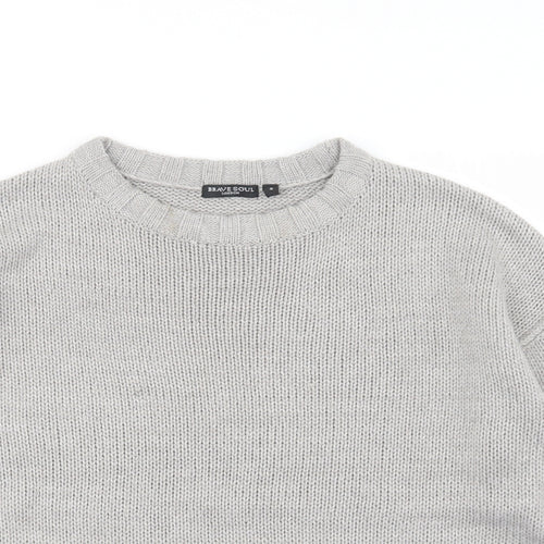 Brave Soul Womens Grey  Knit Pullover Jumper Size S