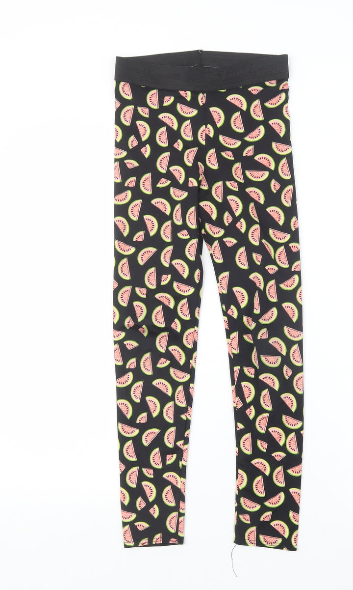 Atmosphere Womens Black Geometric Capri Leggings Size 6 L21.5 in