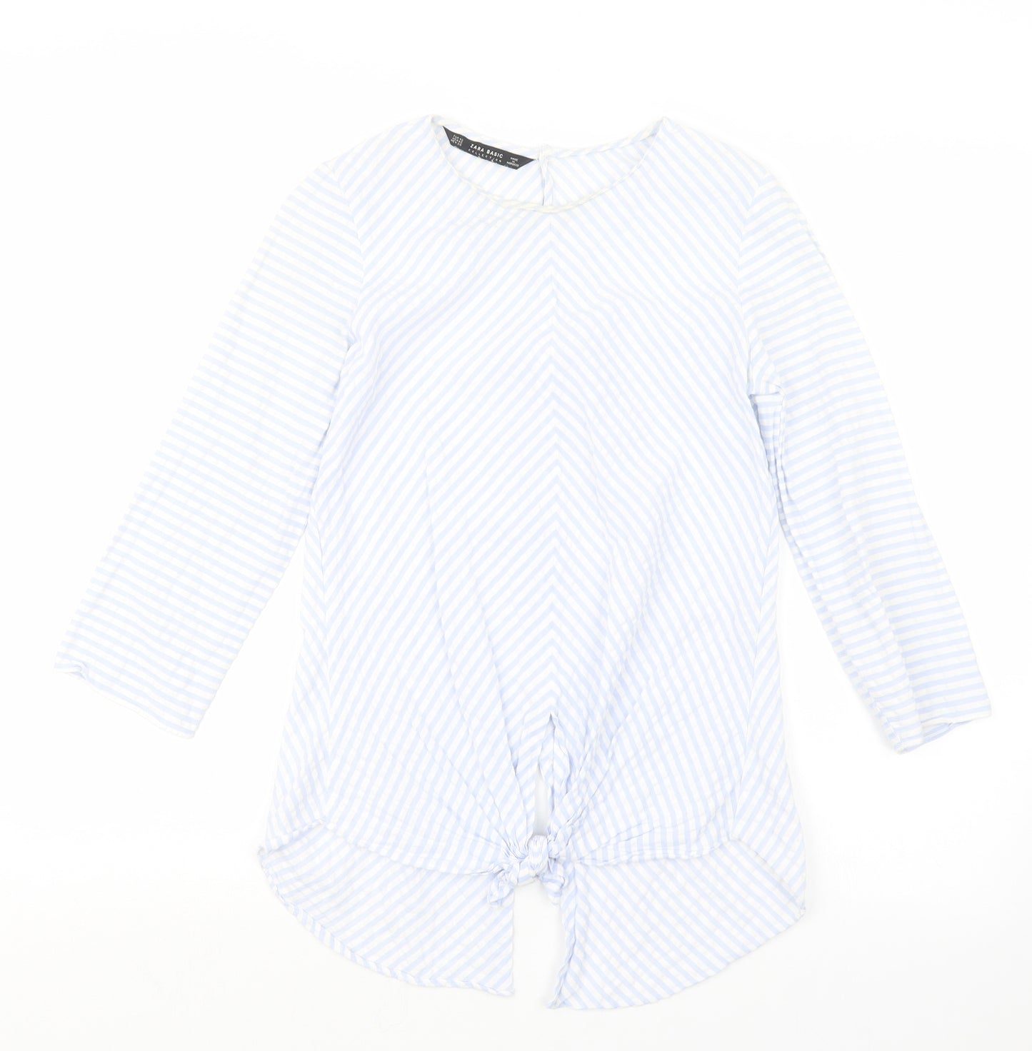 Zara Womens Blue Striped  Basic Blouse Size XS