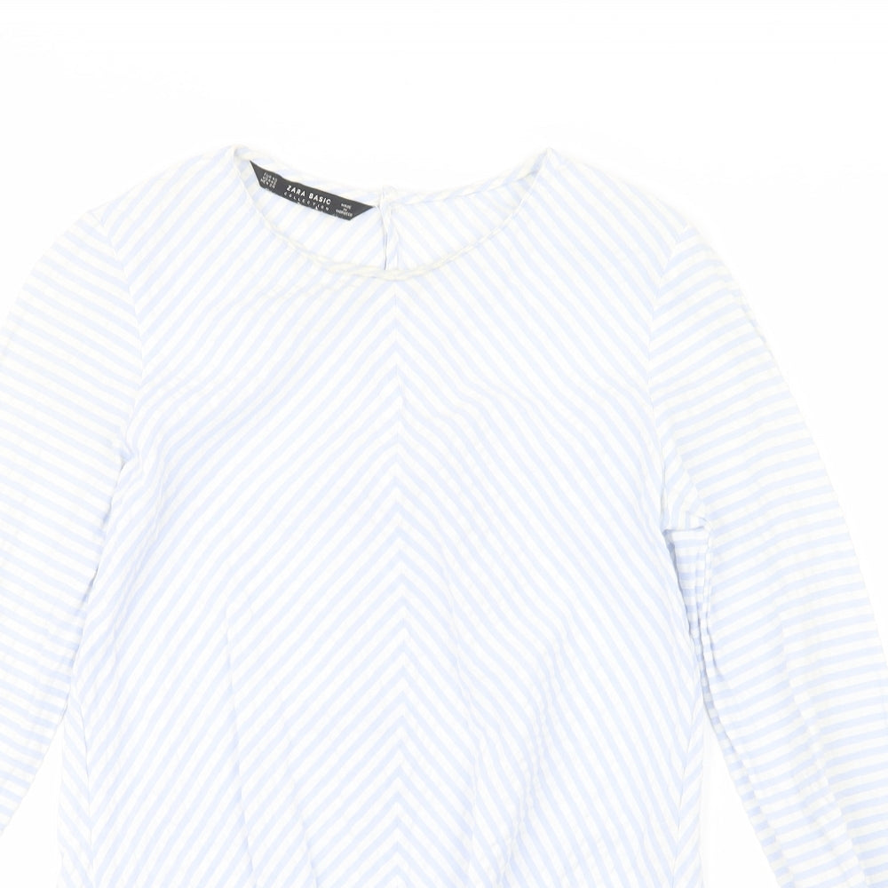 Zara Womens Blue Striped  Basic Blouse Size XS