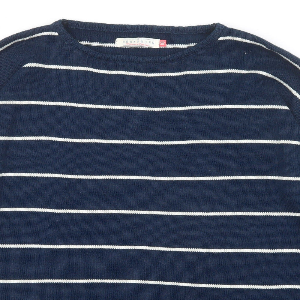 Brakeburn Womens Blue Striped Knit Pullover Jumper Size 10