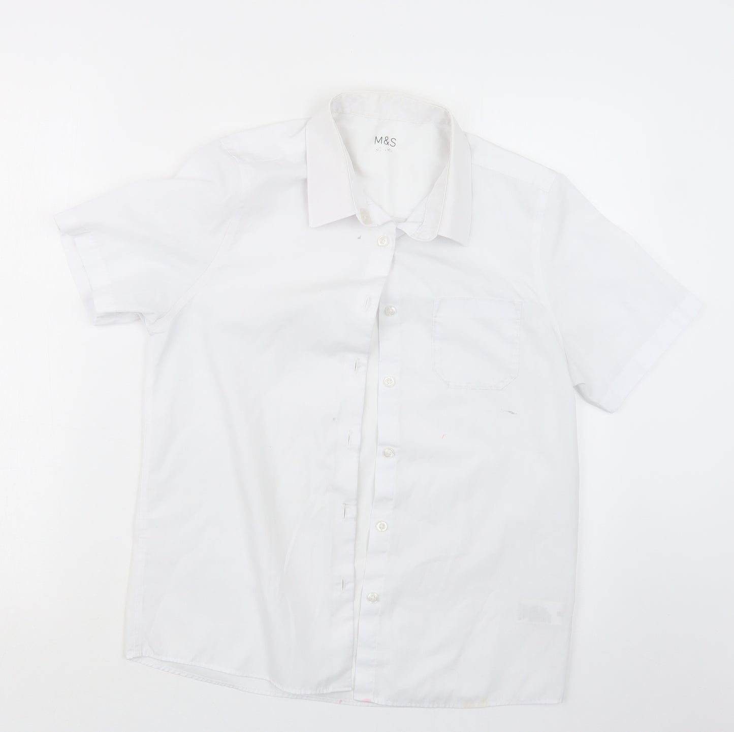 Marks and Spencer Girls White   Basic Button-Up Size 13-14 Years