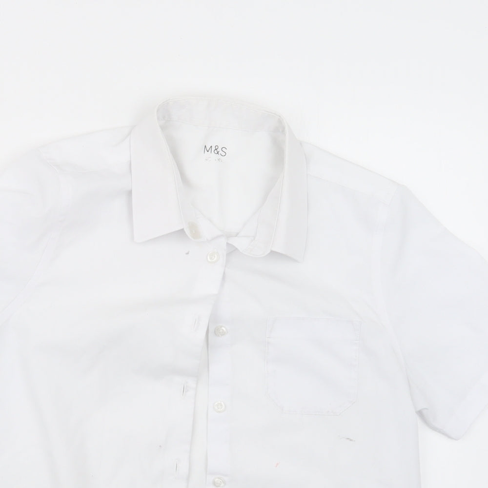 Marks and Spencer Girls White   Basic Button-Up Size 13-14 Years