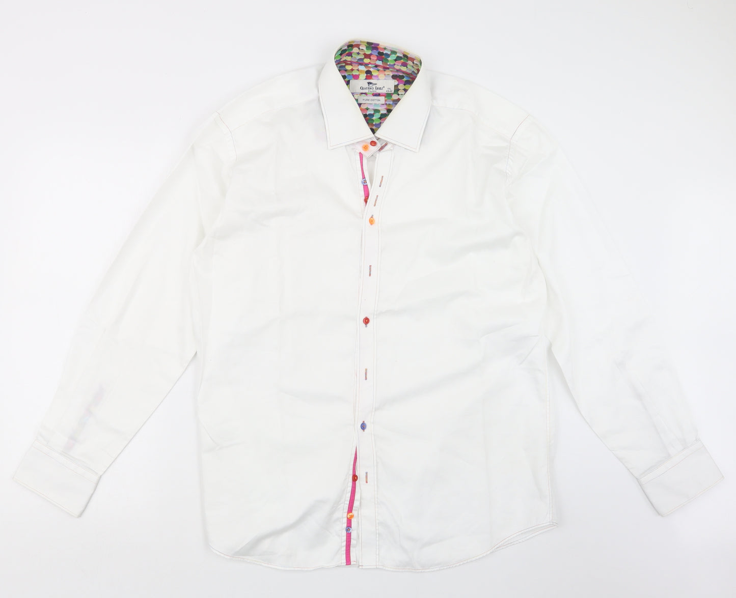 Claudio Lugli Mens White    Button-Up Size 2XL