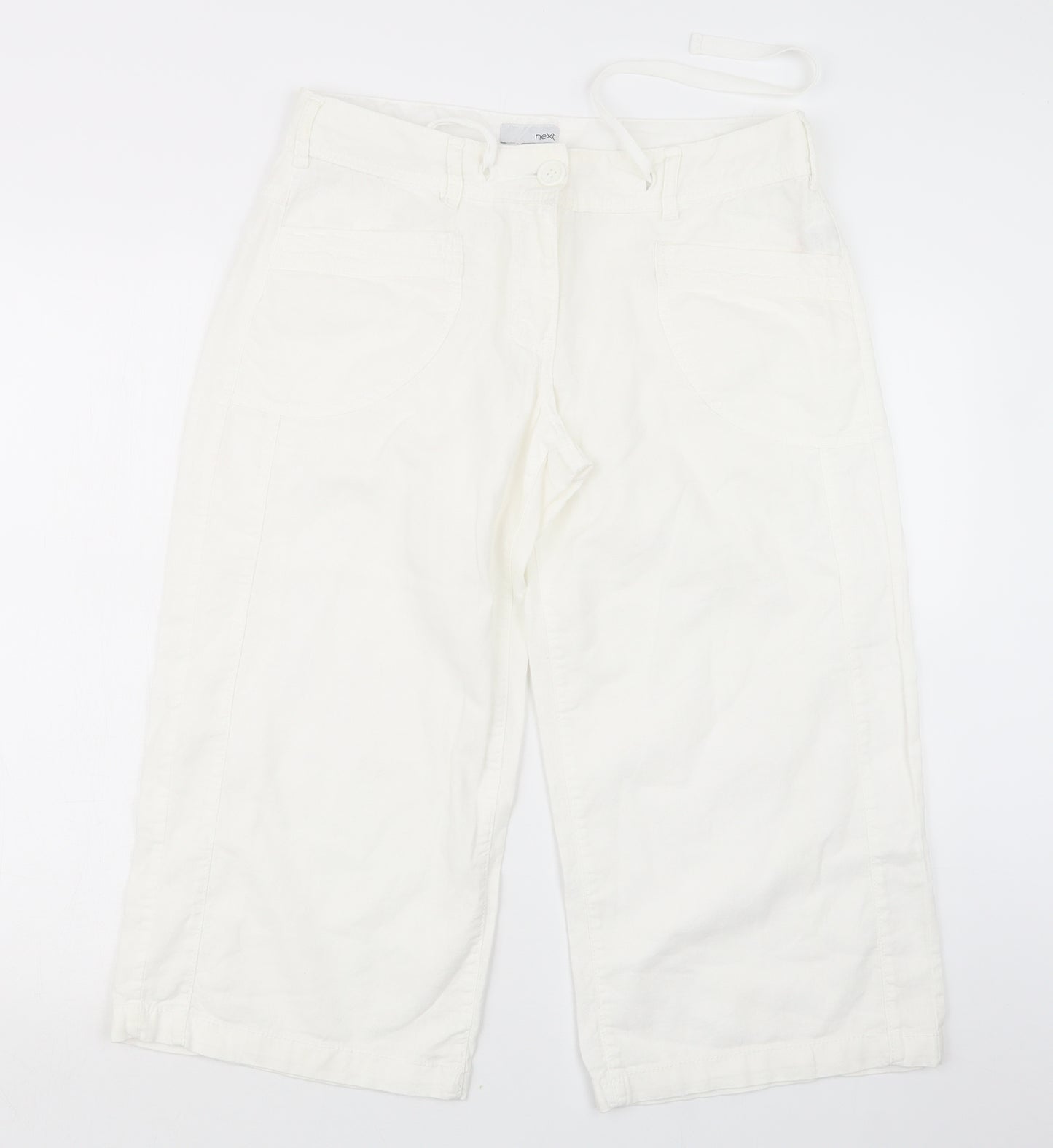 NEXT Womens White   Cropped Trousers Size 12 L20.5 in