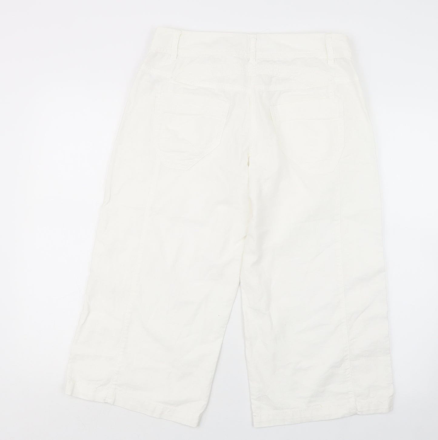 NEXT Womens White   Cropped Trousers Size 12 L20.5 in
