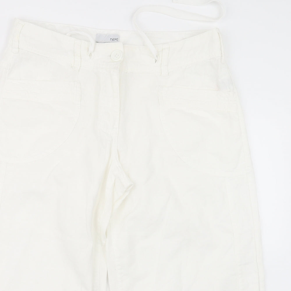 NEXT Womens White   Cropped Trousers Size 12 L20.5 in