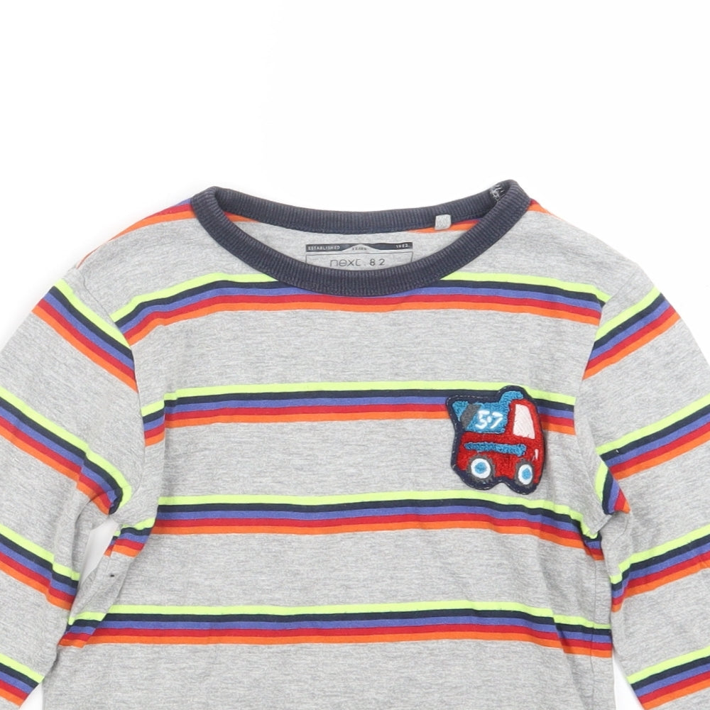 NEXT Boys Grey Striped  Basic T-Shirt Size 4-5 Years