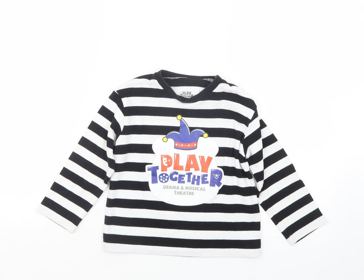 Play Together Girls Black Striped  Pullover T-Shirt Size 5 Years