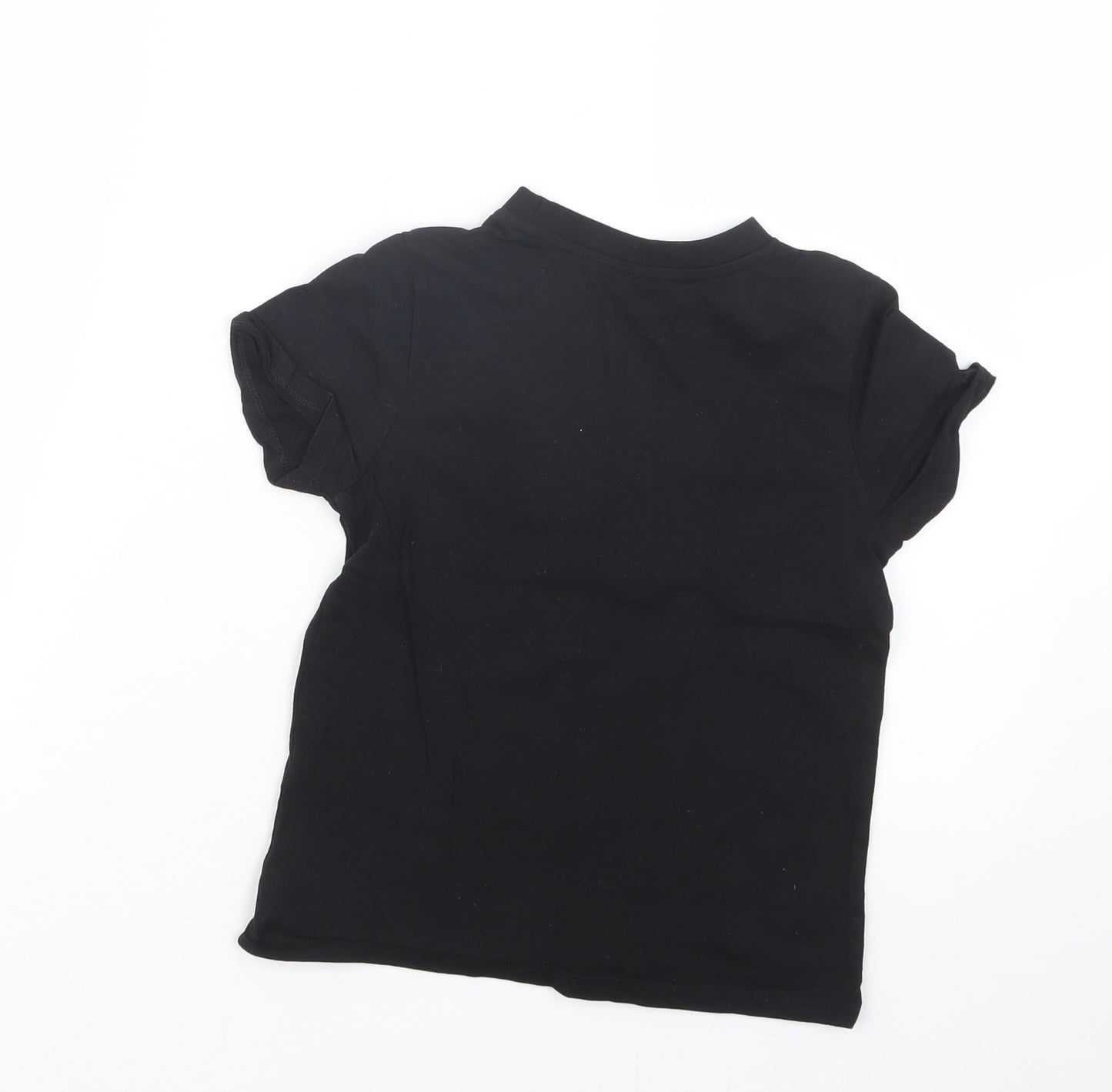 Matalan Girls Black   Basic T-Shirt Size 7 Years  - Christmas