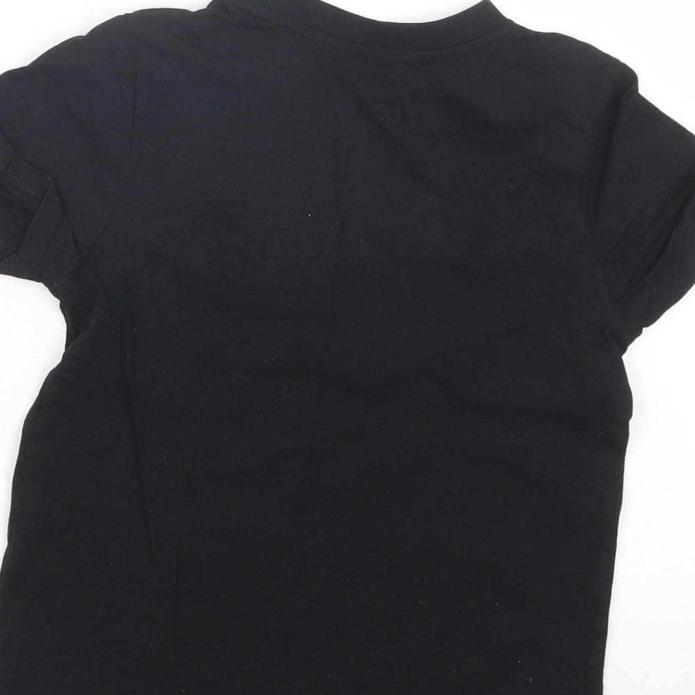 Matalan Girls Black   Basic T-Shirt Size 7 Years  - Christmas