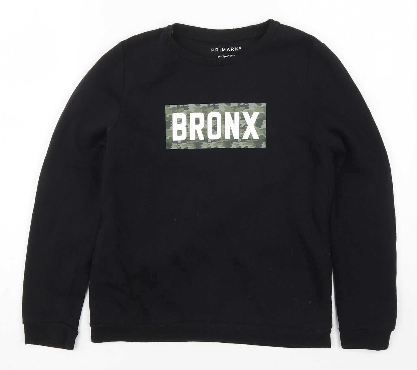 Primark Boys Black   Pullover Sweatshirt Size 11-12 Years  - Bronx