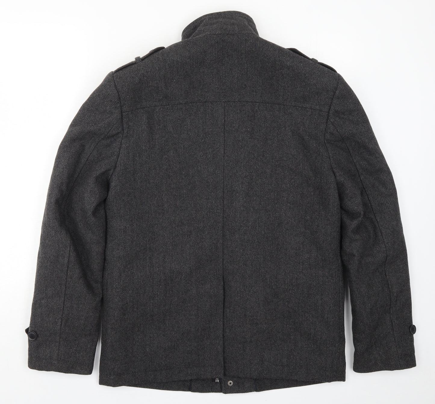 TU Mens Grey Herringbone  Jacket Coat Size S