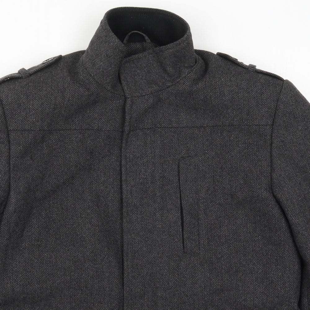 TU Mens Grey Herringbone  Jacket Coat Size S