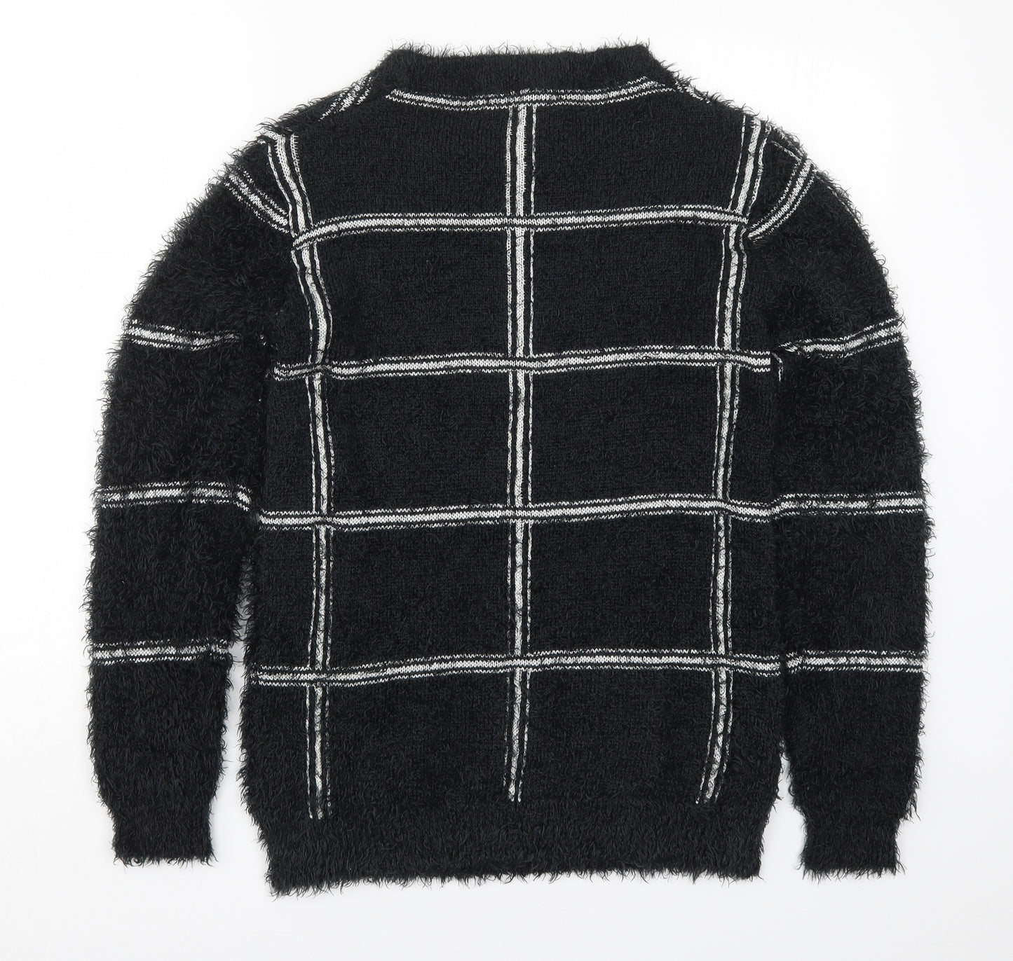 AKD A WEST Womens Black Check Knit Pullover Jumper Size 14