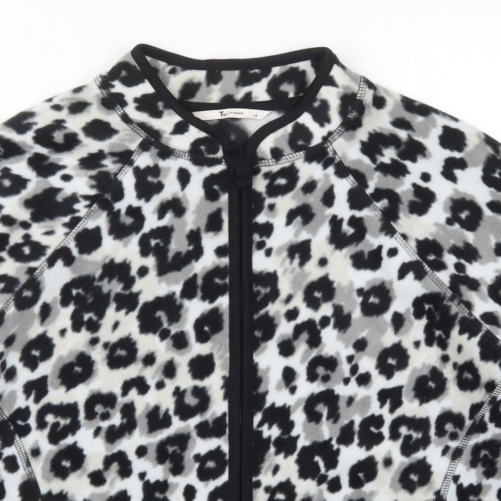 TU Womens Grey Animal Print Fleece Jacket  Size 14