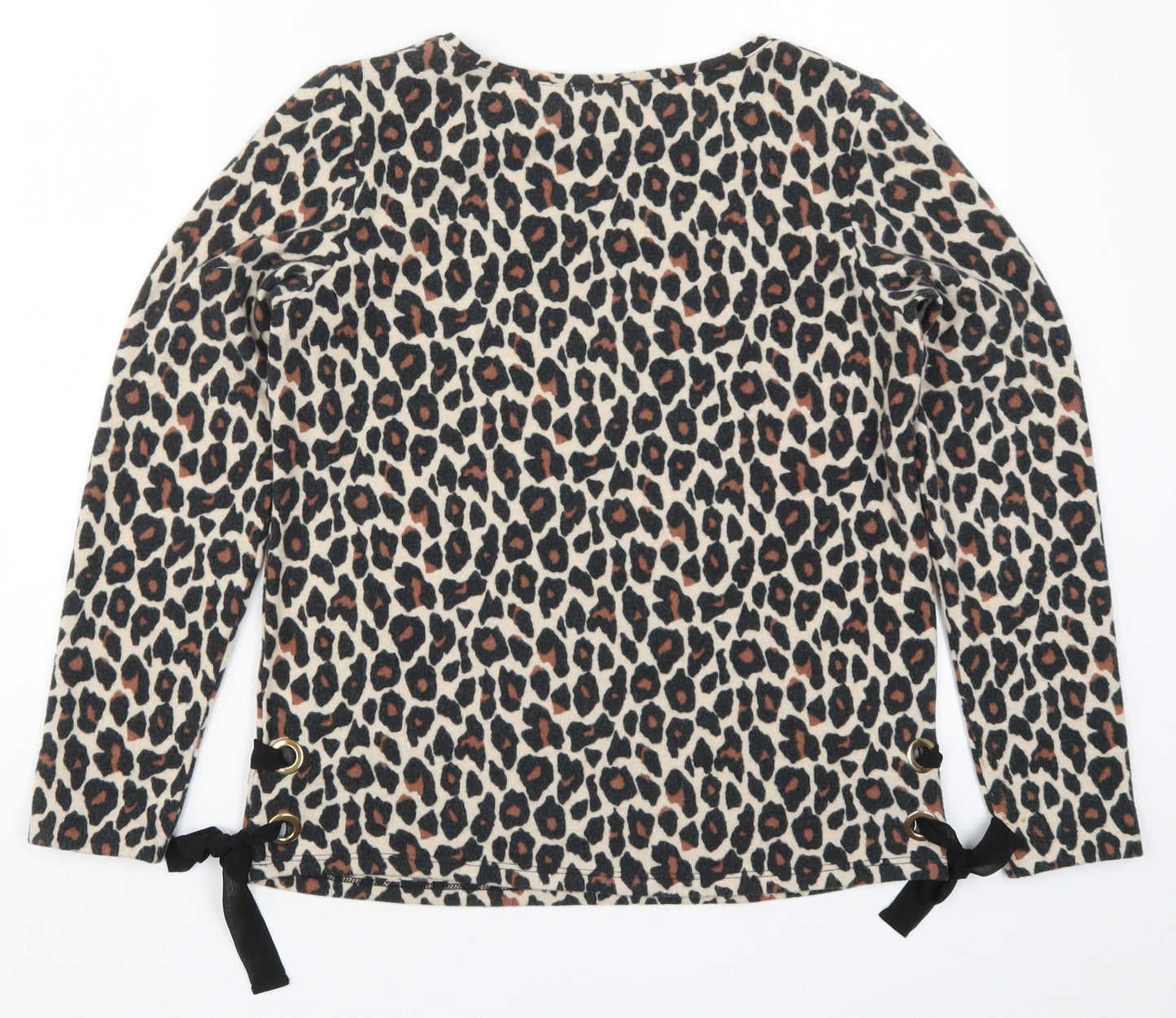 M&Co Womens Beige Animal Print  Basic T-Shirt Size 10