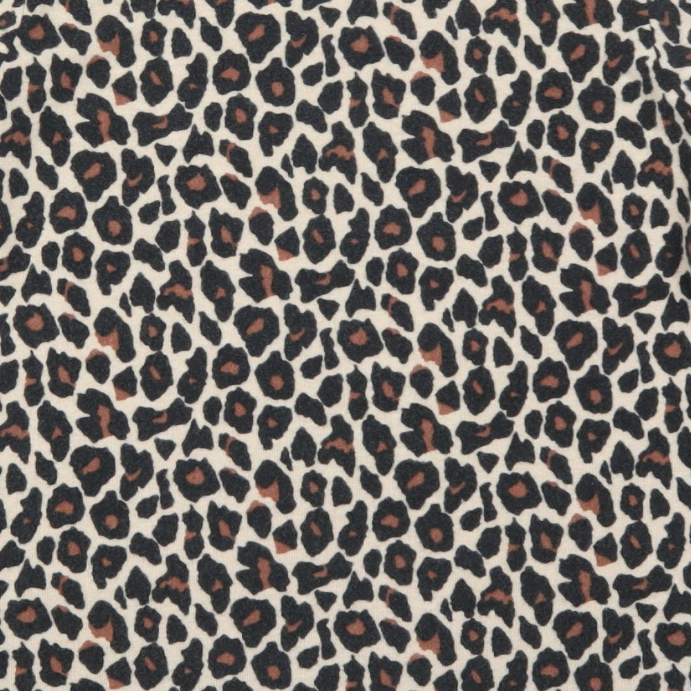 M&Co Womens Beige Animal Print  Basic T-Shirt Size 10