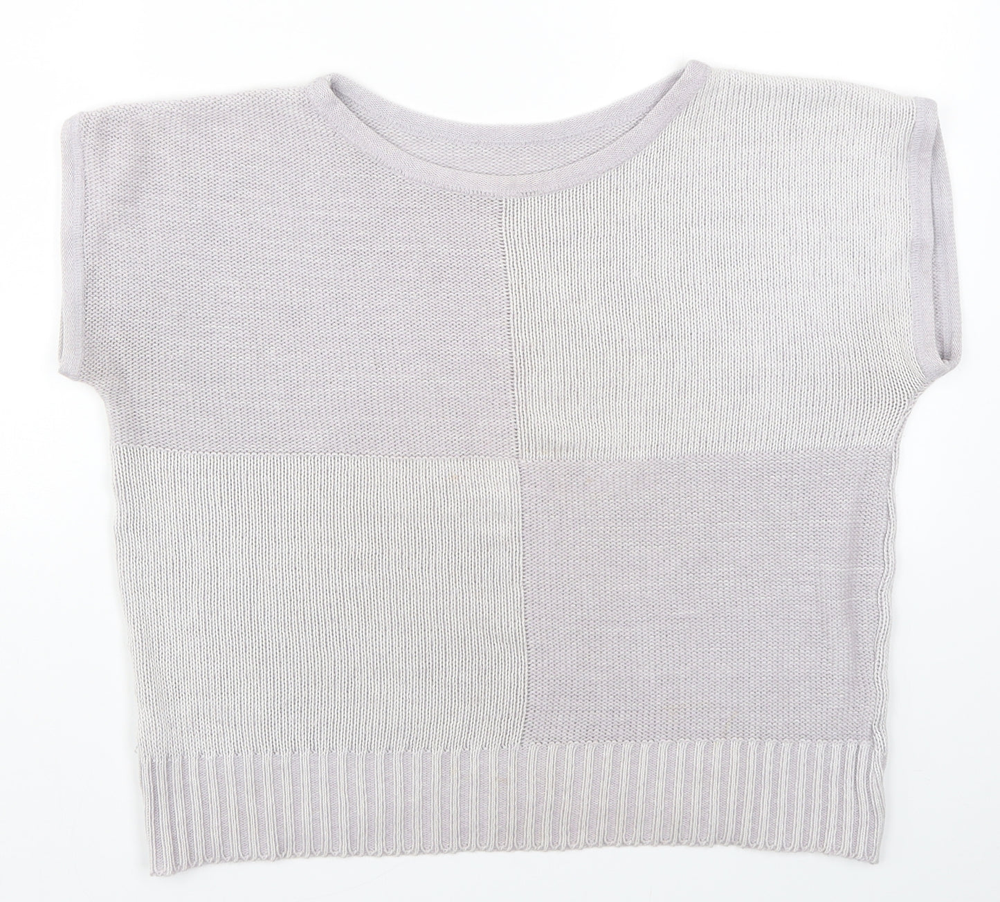 St Michael Womens Purple Check Knit Pullover Jumper Size 14