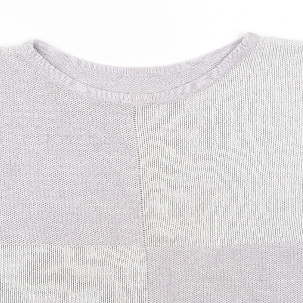 St Michael Womens Purple Check Knit Pullover Jumper Size 14