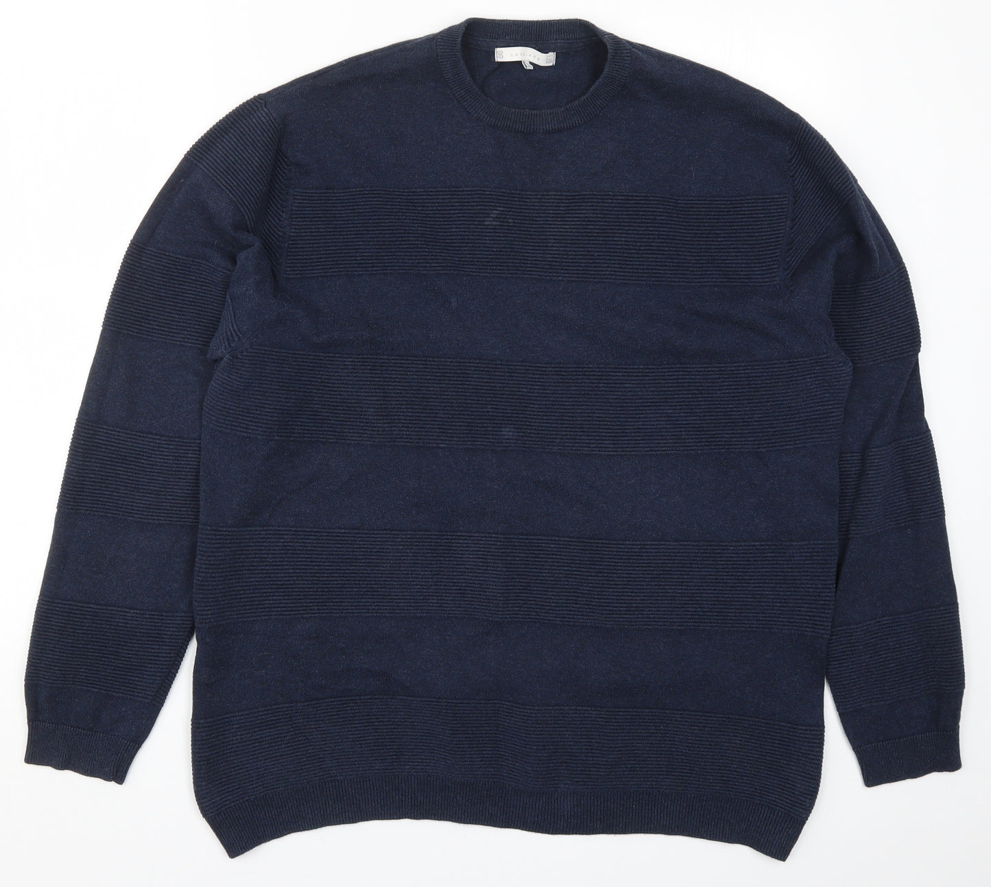 Lakeland Mens Blue Striped Knit Pullover Jumper Size XL