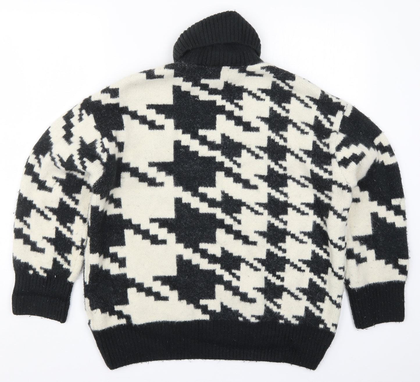 H&M Womens Black Houndstooth Knit Pullover Jumper Size S  - Black and White
