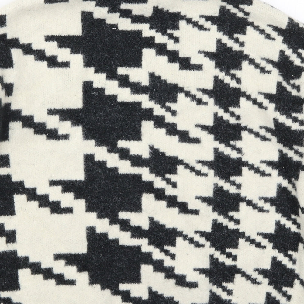 H&M Womens Black Houndstooth Knit Pullover Jumper Size S  - Black and White