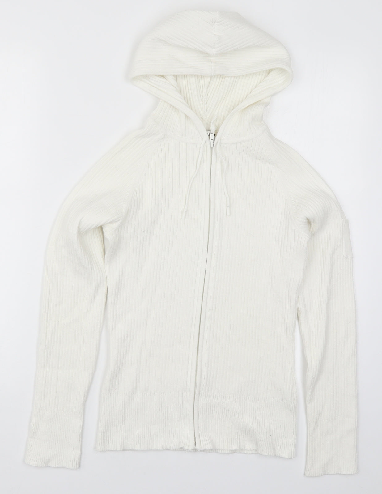 George Womens White  Knit Full Zip Hoodie Size 14
