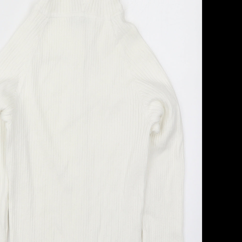 George Womens White  Knit Full Zip Hoodie Size 14