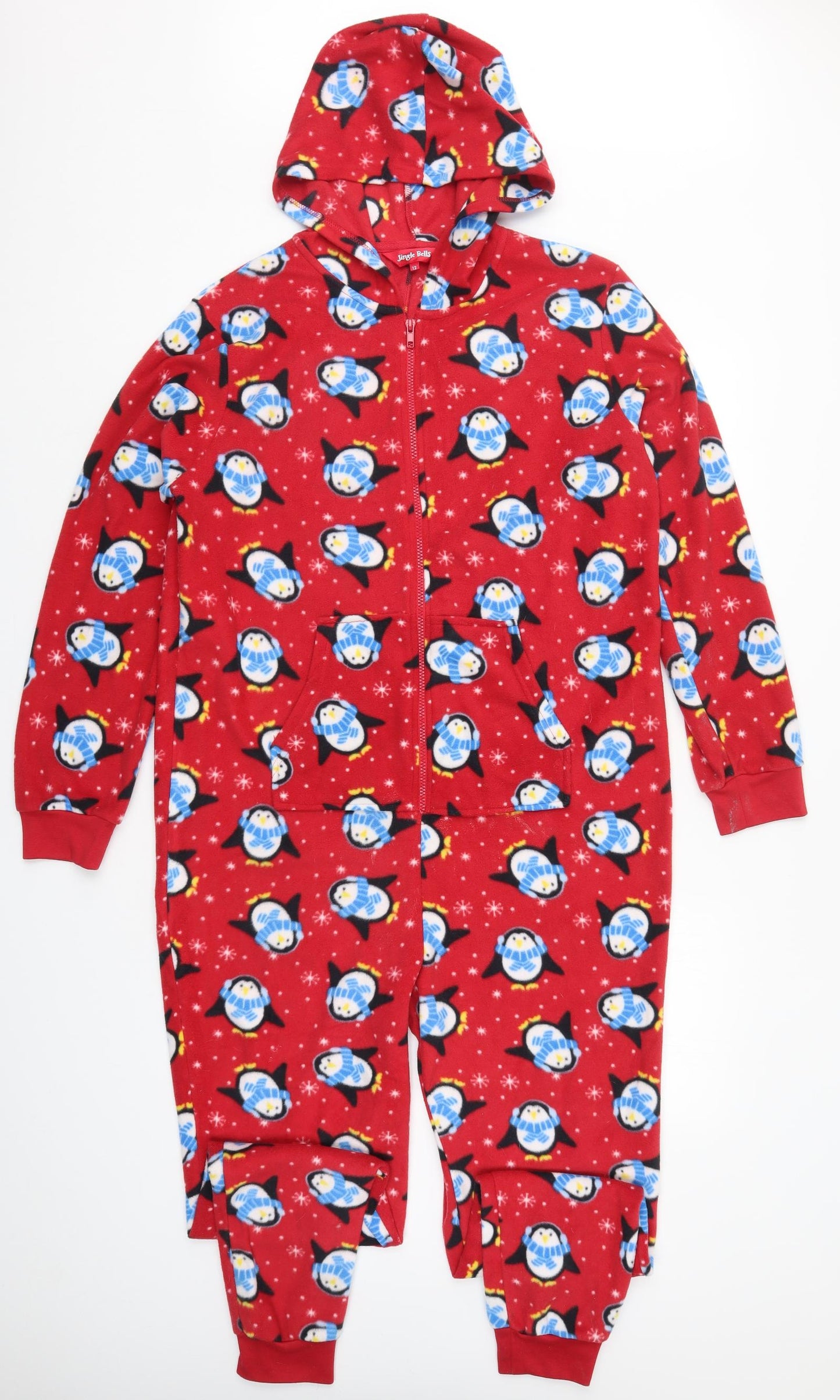 Preworn Womens Red Solid  Top One Piece Size 12  - Christmas Penguin