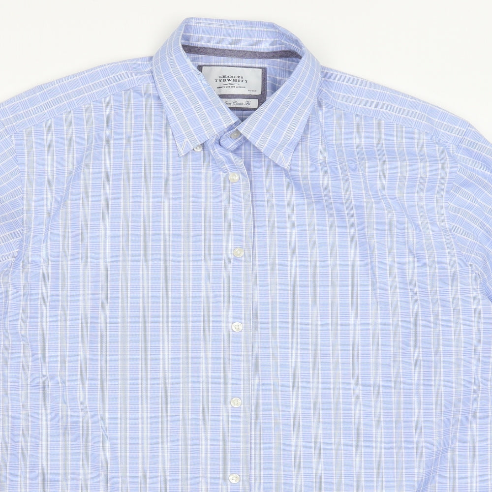 Charles Tyrwhitt Mens Blue Check   Dress Shirt Size 17.5