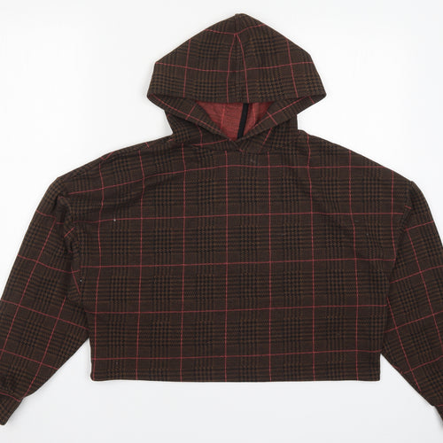 Stradivarius Womens Brown Check  Pullover Hoodie Size M