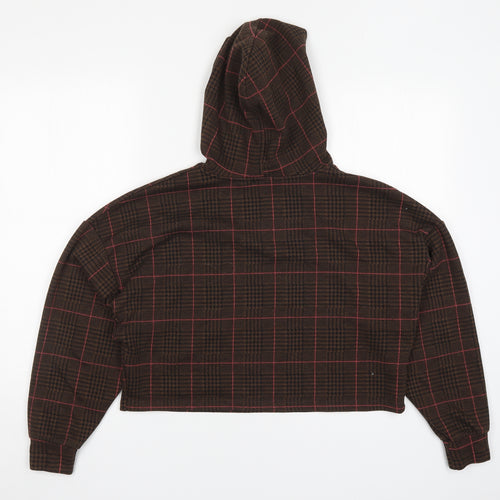 Stradivarius Womens Brown Check  Pullover Hoodie Size M