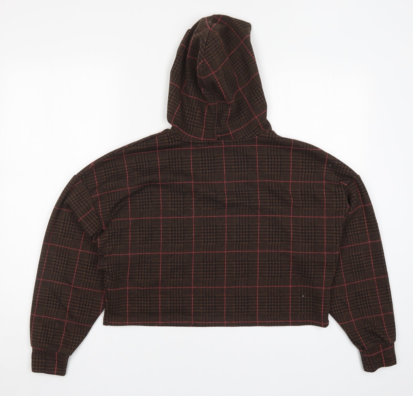 Stradivarius Womens Brown Check  Pullover Hoodie Size M