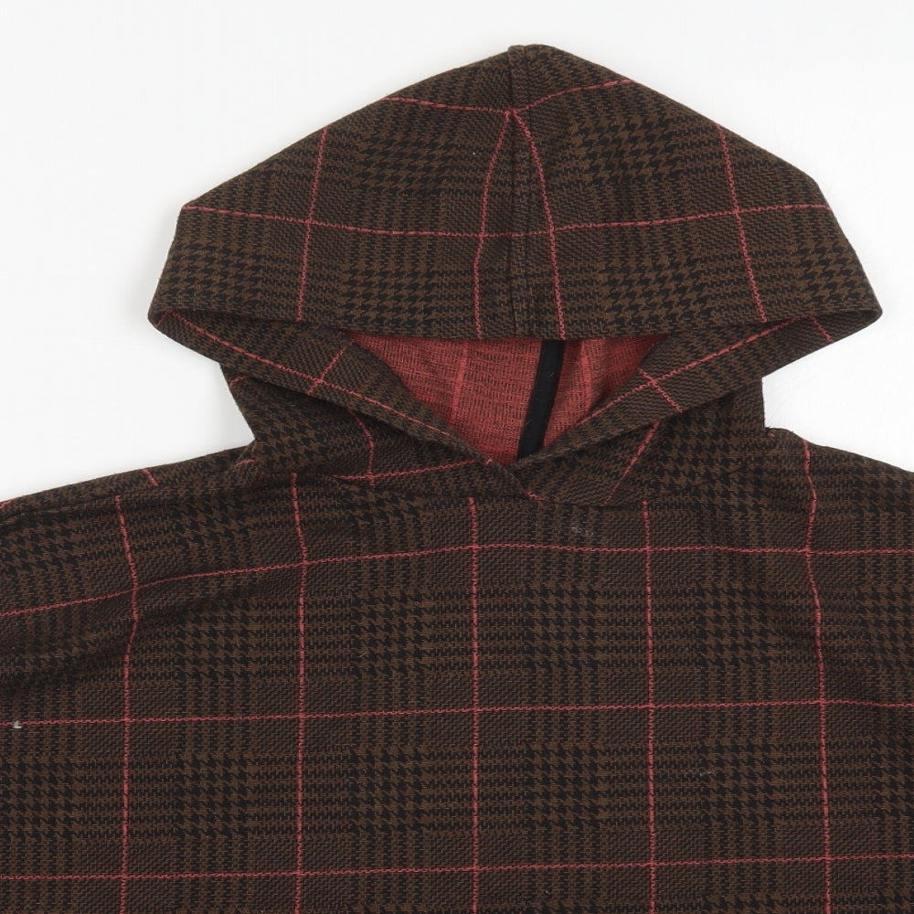 Stradivarius Womens Brown Check  Pullover Hoodie Size M