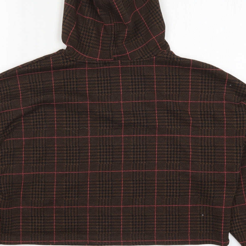Stradivarius Womens Brown Check  Pullover Hoodie Size M