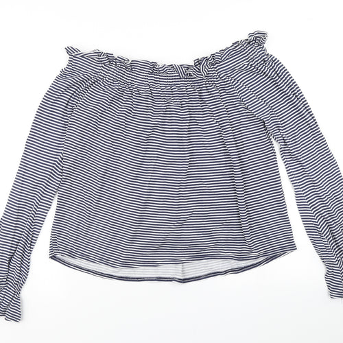 Atmosphere Womens Blue Striped  Basic T-Shirt Size 14