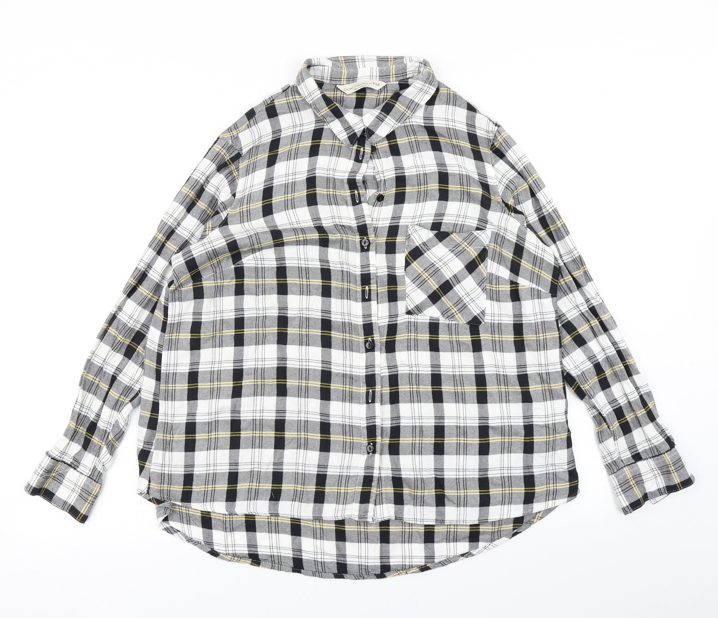 F&F Womens Black Plaid  Basic Button-Up Size 14