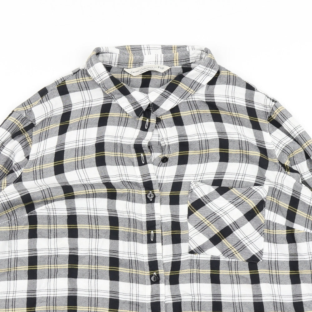 F&F Womens Black Plaid  Basic Button-Up Size 14