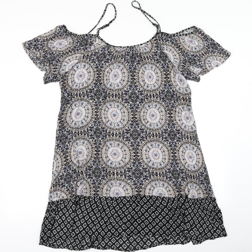 New Look Womens Black Geometric  A-Line  Size 14