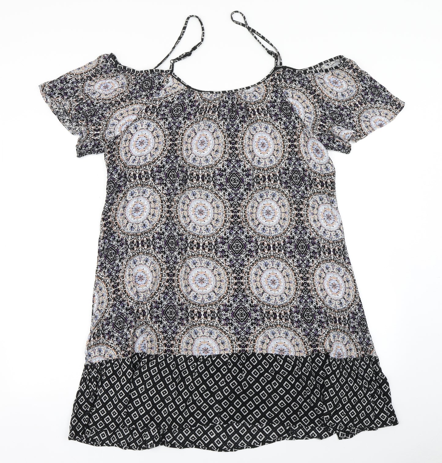 New Look Womens Black Geometric  A-Line  Size 14