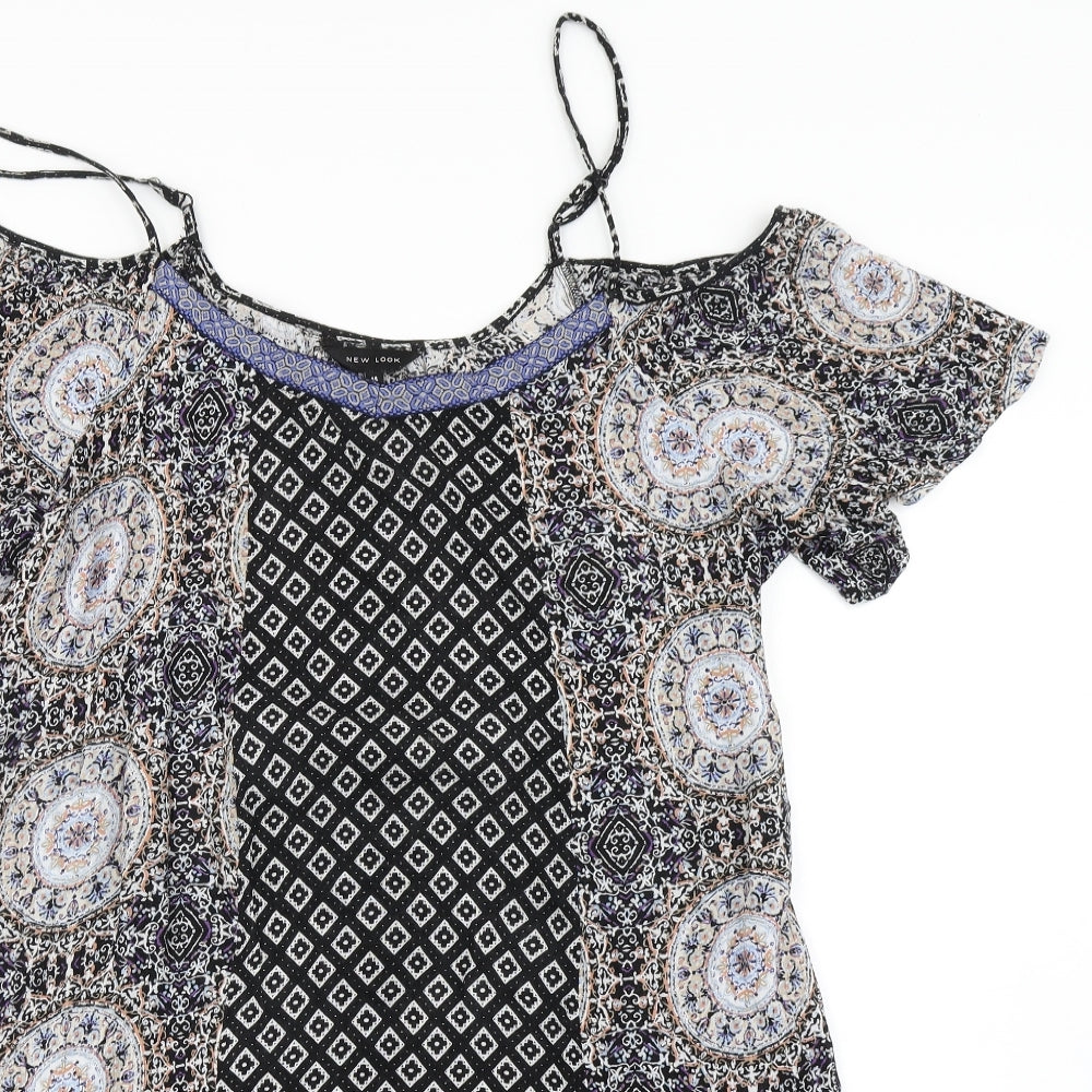 New Look Womens Black Geometric  A-Line  Size 14